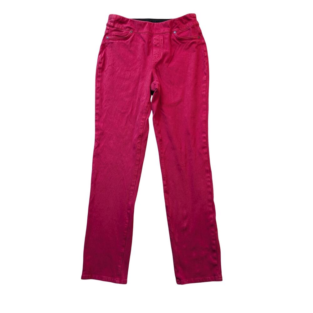 Coldwater Creek ShapeMe Pants 12T Tall Magenta Pink High Rise Slim Leg Pull On